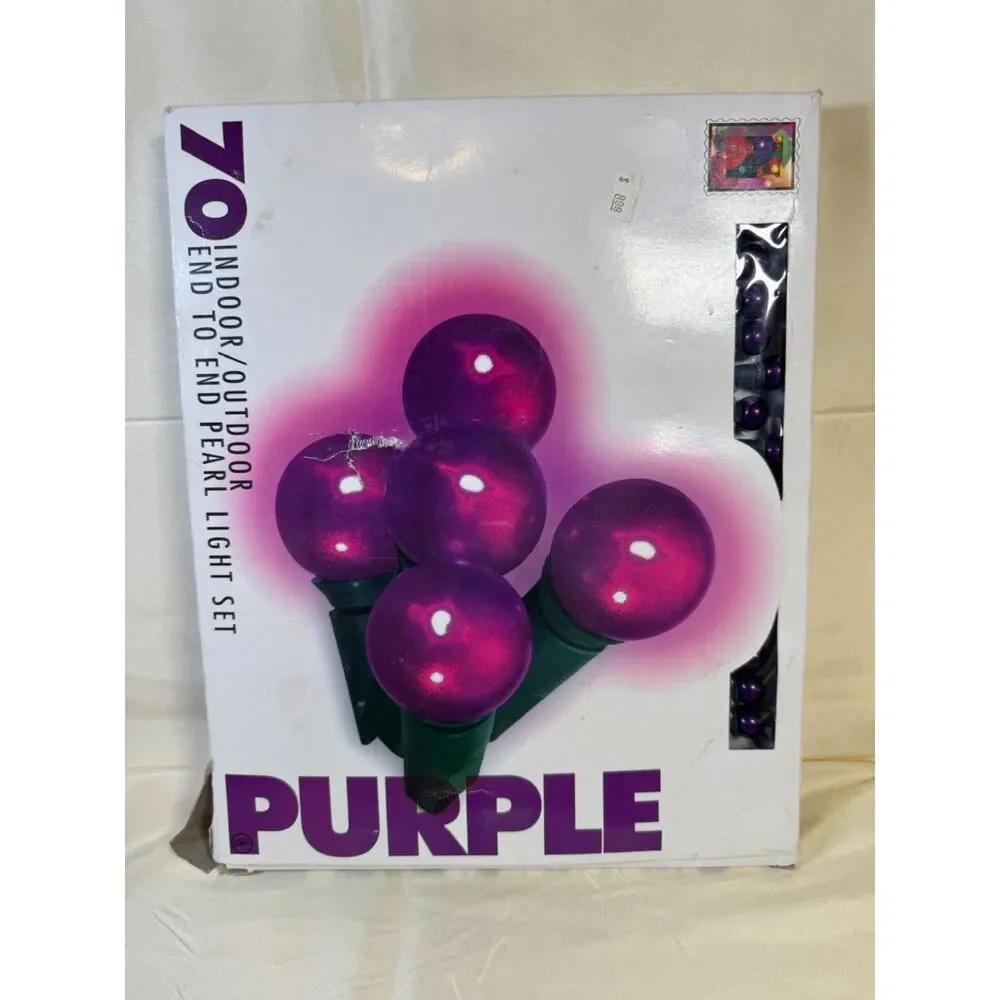 Vintage 1998 Purple Pearl Bulb Lights New In Package Tested And Working